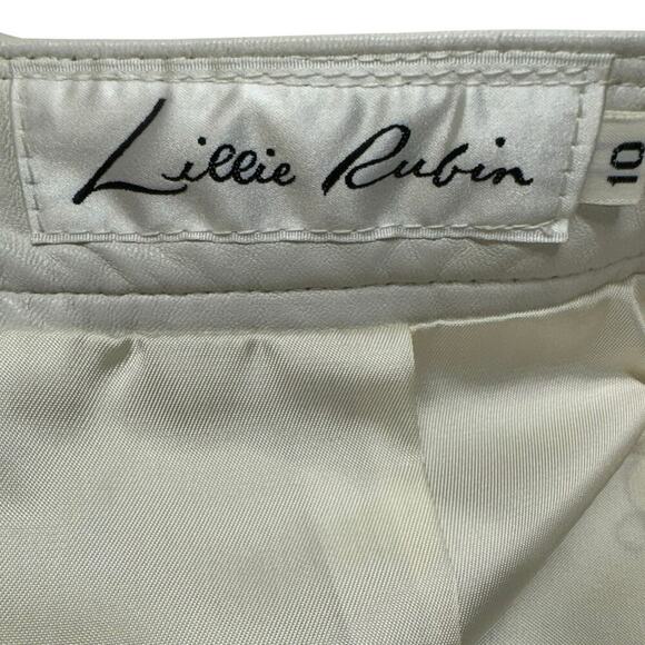 Lillie Rubin Gorgeous White Leather Pencil Skirt Back Zip Up and Bottom Split 10 - Picture 6 of 11